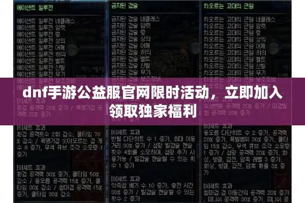 dnf手游公益服官网限时活动，立即加入领取独家福利