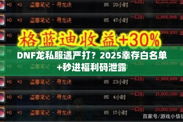 DNF龙私服遇严打？2025幸存白名单+秒进福利码泄露