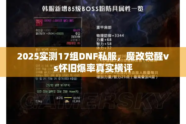2025实测17组DNF私服，魔改觉醒vs怀旧爆率真实横评