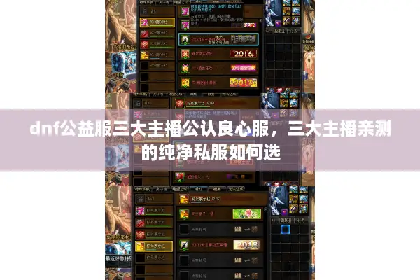 dnf公益服三大主播公认良心服，三大主播亲测的纯净私服如何选