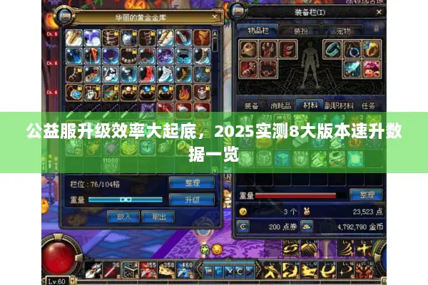 公益服升级效率大起底，2025实测8大版本速升数据一览