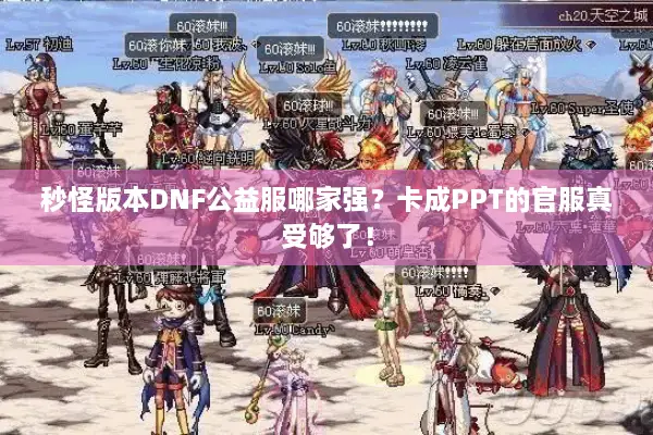 秒怪版本DNF公益服哪家强？卡成PPT的官服真受够了！