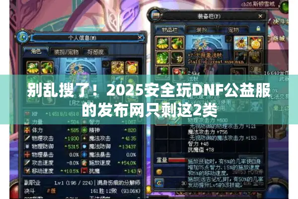 别乱搜了！2025安全玩DNF公益服的发布网只剩这2类