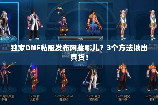 独家DNF私服发布网藏哪儿？3个方法揪出真货！