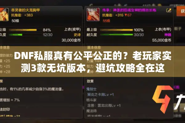 DNF私服真有公平公正的？老玩家实测3款无坑版本，避坑攻略全在这