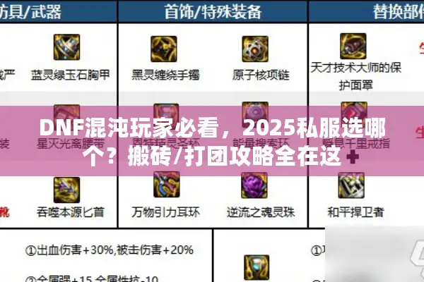 DNF混沌玩家必看，2025私服选哪个？搬砖/打团攻略全在这