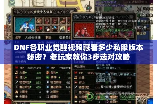 DNF各职业觉醒视频藏着多少私服版本秘密？老玩家教你3步选对攻略