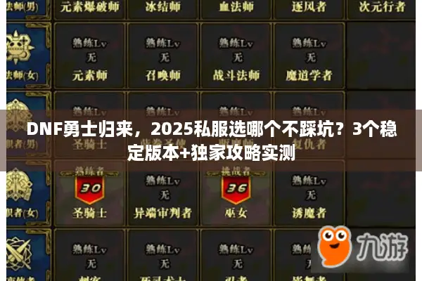 DNF勇士归来，2025私服选哪个不踩坑？3个稳定版本+独家攻略实测