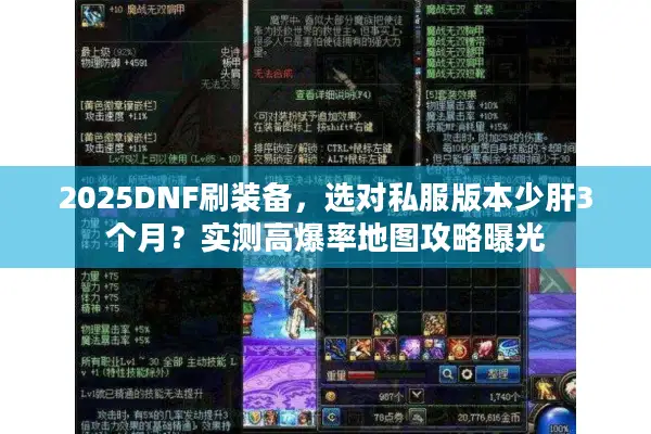 2025DNF刷装备，选对私服版本少肝3个月？实测高爆率地图攻略曝光