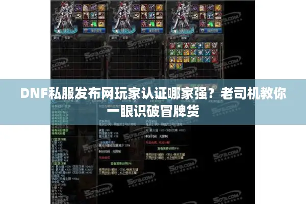 DNF私服发布网玩家认证哪家强？老司机教你一眼识破冒牌货