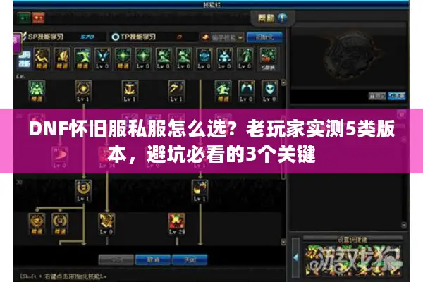 DNF怀旧服私服怎么选？老玩家实测5类版本，避坑必看的3个关键
