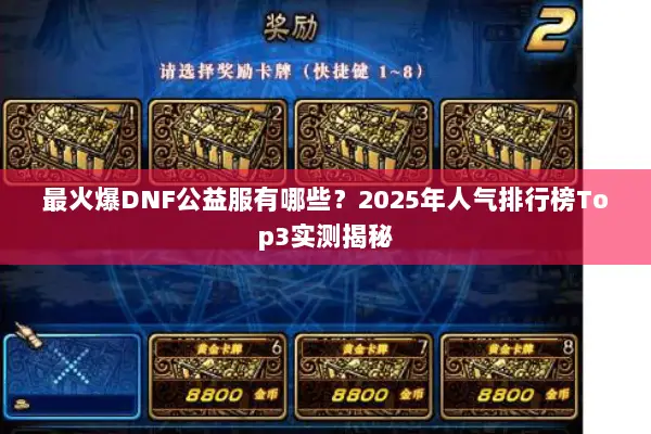 最火爆DNF公益服有哪些？2025年人气排行榜Top3实测揭秘