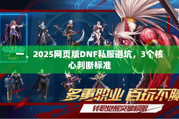 一、2025网页版DNF私服避坑，3个核心判断标准
