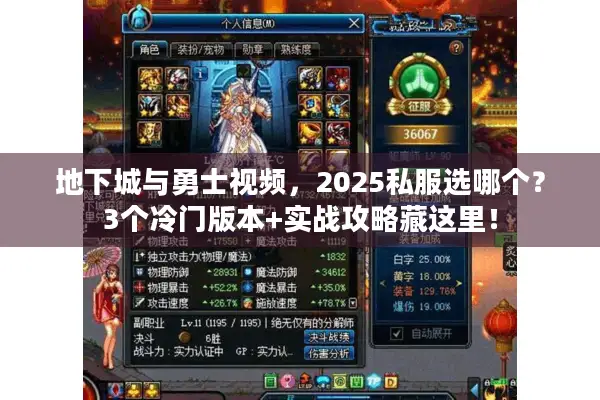 地下城与勇士视频，2025私服选哪个？3个冷门版本+实战攻略藏这里！