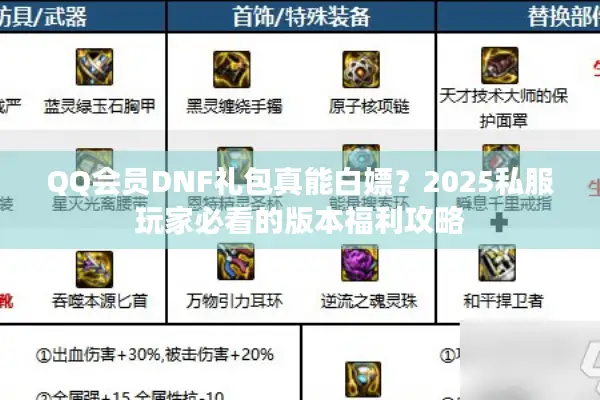 QQ会员DNF礼包真能白嫖？2025私服玩家必看的版本福利攻略
