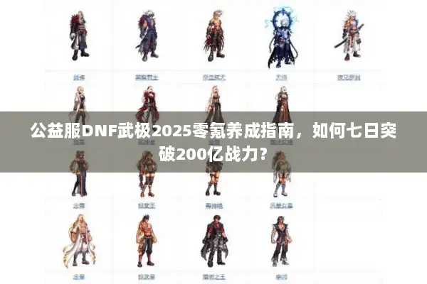公益服DNF武极2025零氪养成指南，如何七日突破200亿战力？