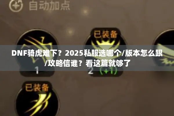DNF骑虎难下？2025私服选哪个/版本怎么跟/攻略信谁？看这篇就够了