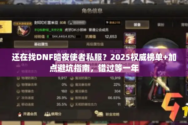 还在找DNF暗夜使者私服？2025权威榜单+加点避坑指南，错过等一年