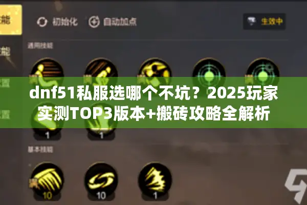 dnf51私服选哪个不坑？2025玩家实测TOP3版本+搬砖攻略全解析