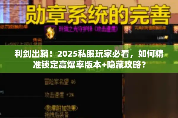 利剑出鞘！2025私服玩家必看，如何精准锁定高爆率版本+隐藏攻略？