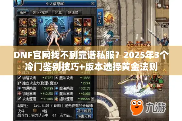 DNF官网找不到靠谱私服？2025年3个冷门鉴别技巧+版本选择黄金法则