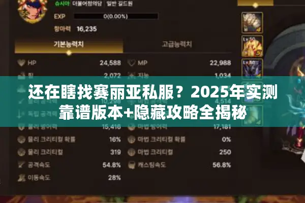 还在瞎找赛丽亚私服？2025年实测靠谱版本+隐藏攻略全揭秘