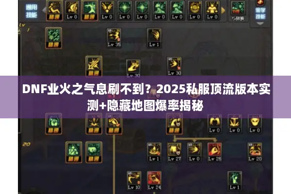 DNF业火之气息刷不到？2025私服顶流版本实测+隐藏地图爆率揭秘