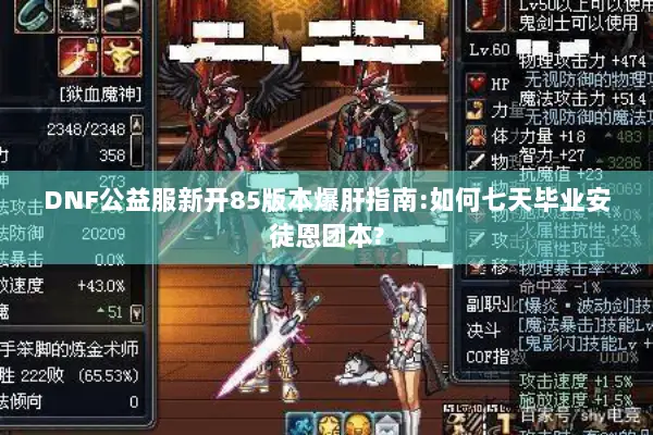 DNF公益服新开85版本爆肝指南:如何七天毕业安徒恩团本?