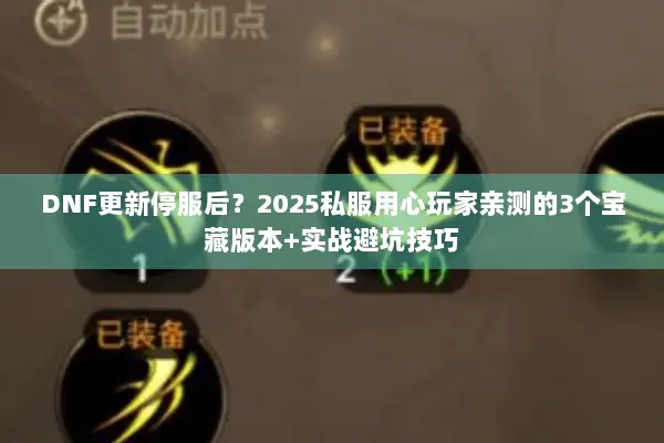 DNF更新停服后？2025私服用心玩家亲测的3个宝藏版本+实战避坑技巧