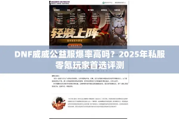 DNF威威公益服爆率高吗？2025年私服零氪玩家首选评测