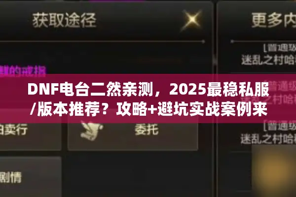 DNF电台二然亲测，2025最稳私服/版本推荐？攻略+避坑实战案例来了