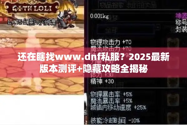 还在瞎找www.dnf私服？2025最新版本测评+隐藏攻略全揭秘