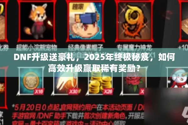 DNF升级送豪礼，2025年终极秘笈，如何高效升级赢取稀有奖励？