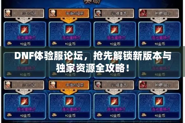 DNF体验服论坛，抢先解锁新版本与独家资源全攻略！