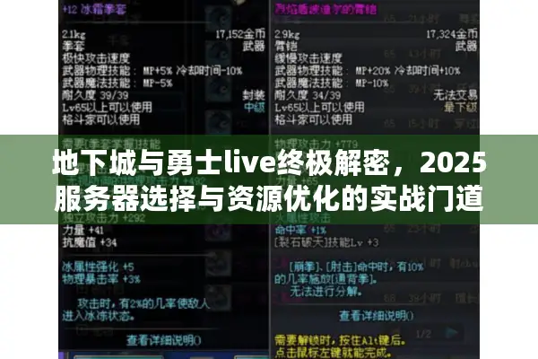 地下城与勇士live终极解密，2025服务器选择与资源优化的实战门道