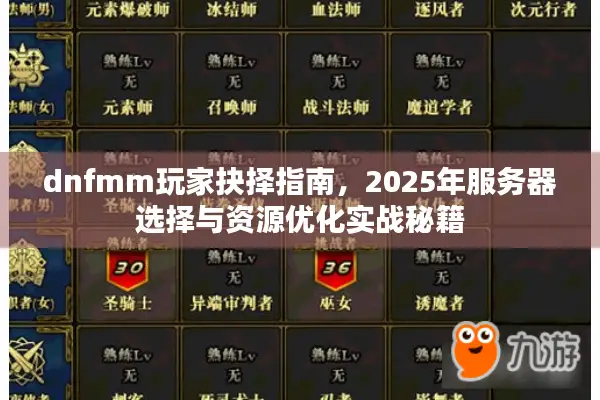 dnfmm玩家抉择指南，2025年服务器选择与资源优化实战秘籍