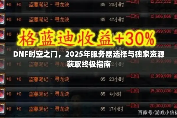DNF时空之门，2025年服务器选择与独家资源获取终极指南