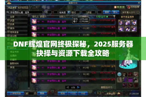 DNF辉煌官网终极探秘，2025服务器抉择与资源下载全攻略