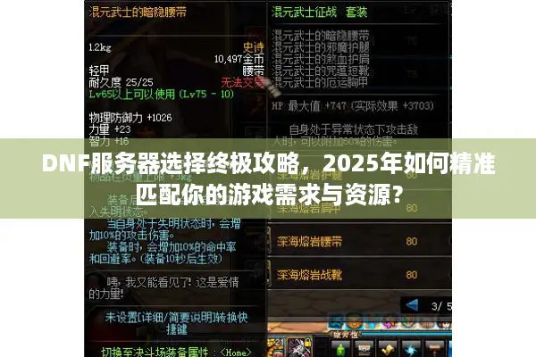 DNF服务器选择终极攻略，2025年如何精准匹配你的游戏需求与资源？