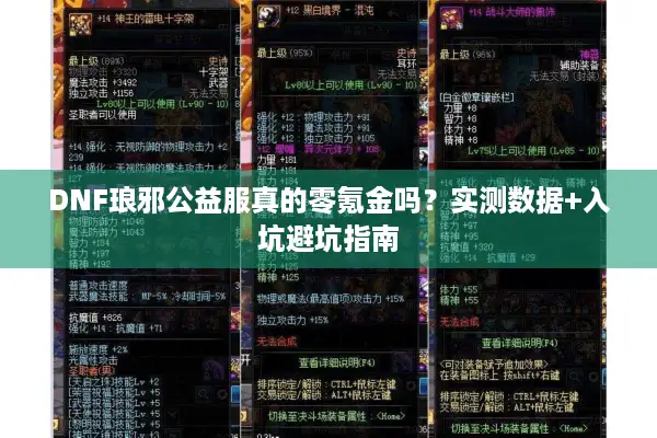 DNF琅邪公益服真的零氪金吗？实测数据+入坑避坑指南