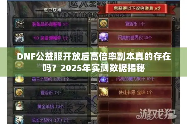 DNF公益服开放后高倍率副本真的存在吗？2025年实测数据揭秘