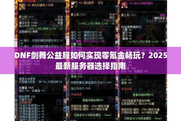 DNF剑舞公益服如何实现零氪金畅玩？2025最新服务器选择指南