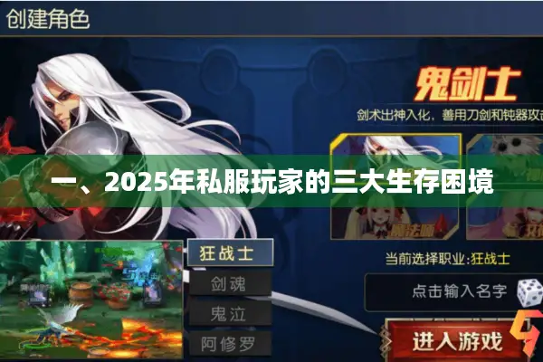 一、2025年私服玩家的三大生存困境