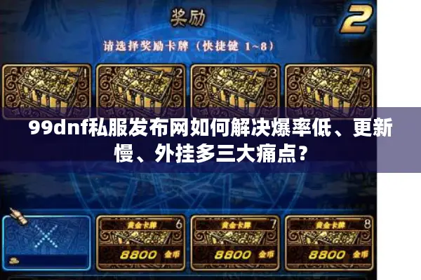 99dnf私服发布网如何解决爆率低、更新慢、外挂多三大痛点？