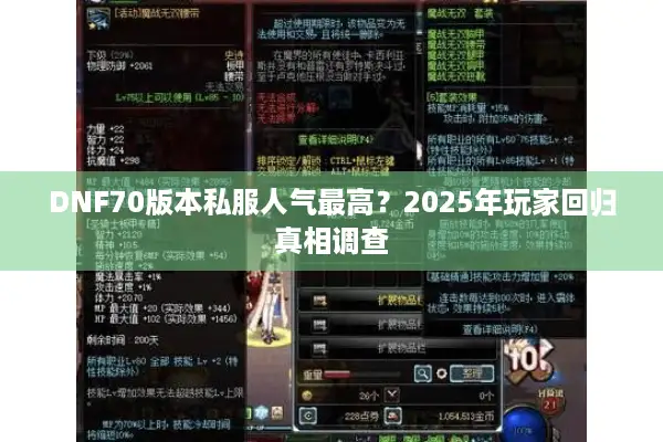 DNF70版本私服人气最高？2025年玩家回归真相调查