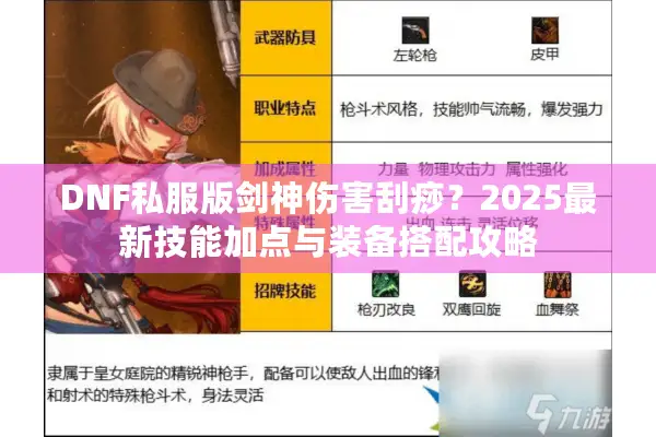 DNF私服版剑神伤害刮痧？2025最新技能加点与装备搭配攻略