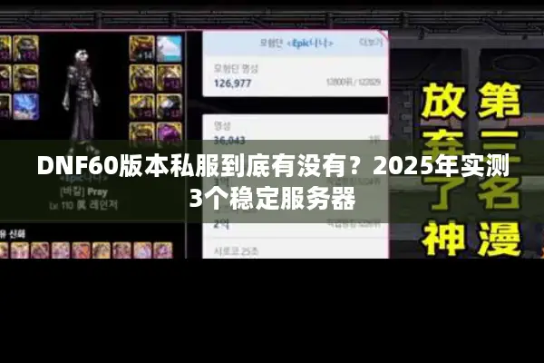 DNF60版本私服到底有没有？2025年实测3个稳定服务器