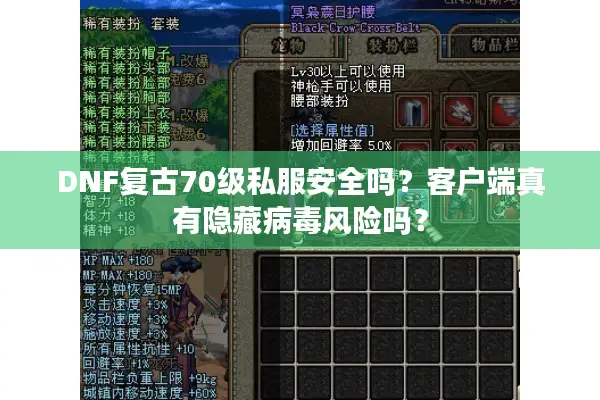 DNF复古70级私服安全吗？客户端真有隐藏病毒风险吗？