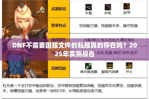 DNF不需要国服文件的私服真的存在吗？2025年实测报告