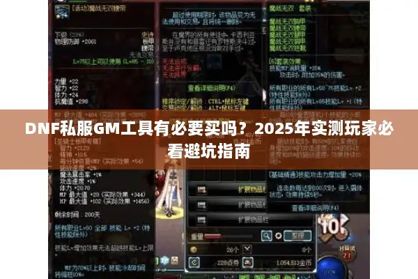 DNF私服GM工具有必要买吗？2025年实测玩家必看避坑指南
